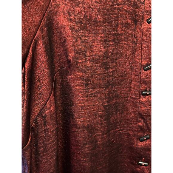 Ali Miles NWT red iridescent textured satin boutique tunic wired stand up collar - Picture 10 of 15